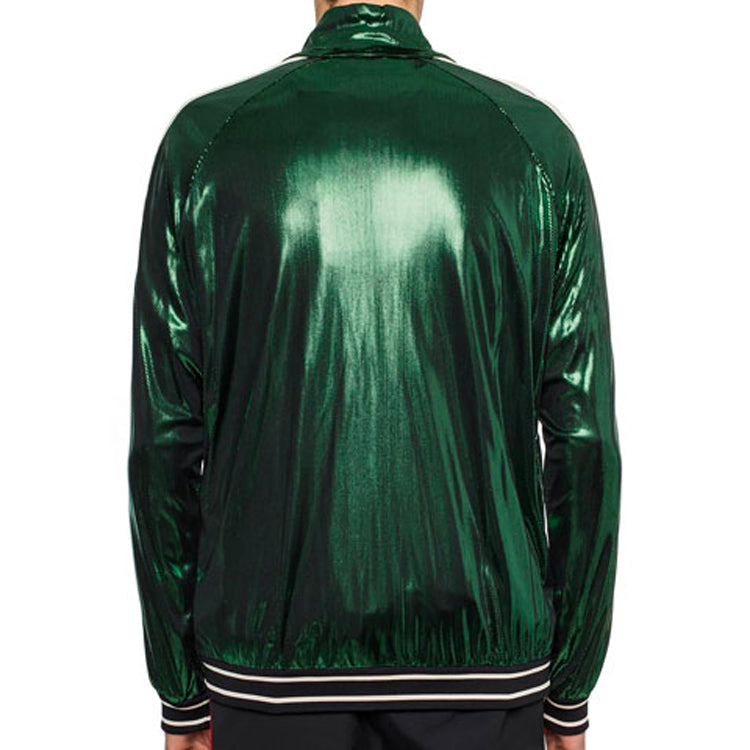 Gucci Ifized Glossy Logo Striped Loose Zip Jacket For Men Green 545652-XJACR-3120