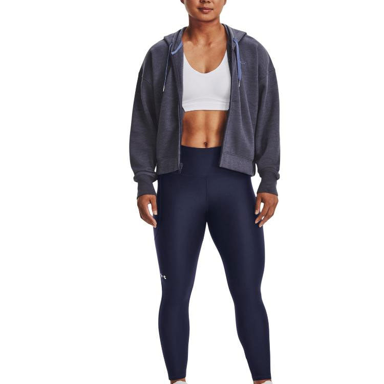 (WMNS) Under Armour Essential Script Full Zip Hooded Jacket 'Dark Grey' 1374106-558