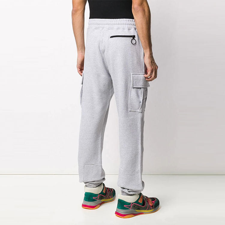 Men's Off-White FW21 Cargo Pocket Sports Pants/Trousers/Joggers Gray OMCH017S20D250180710