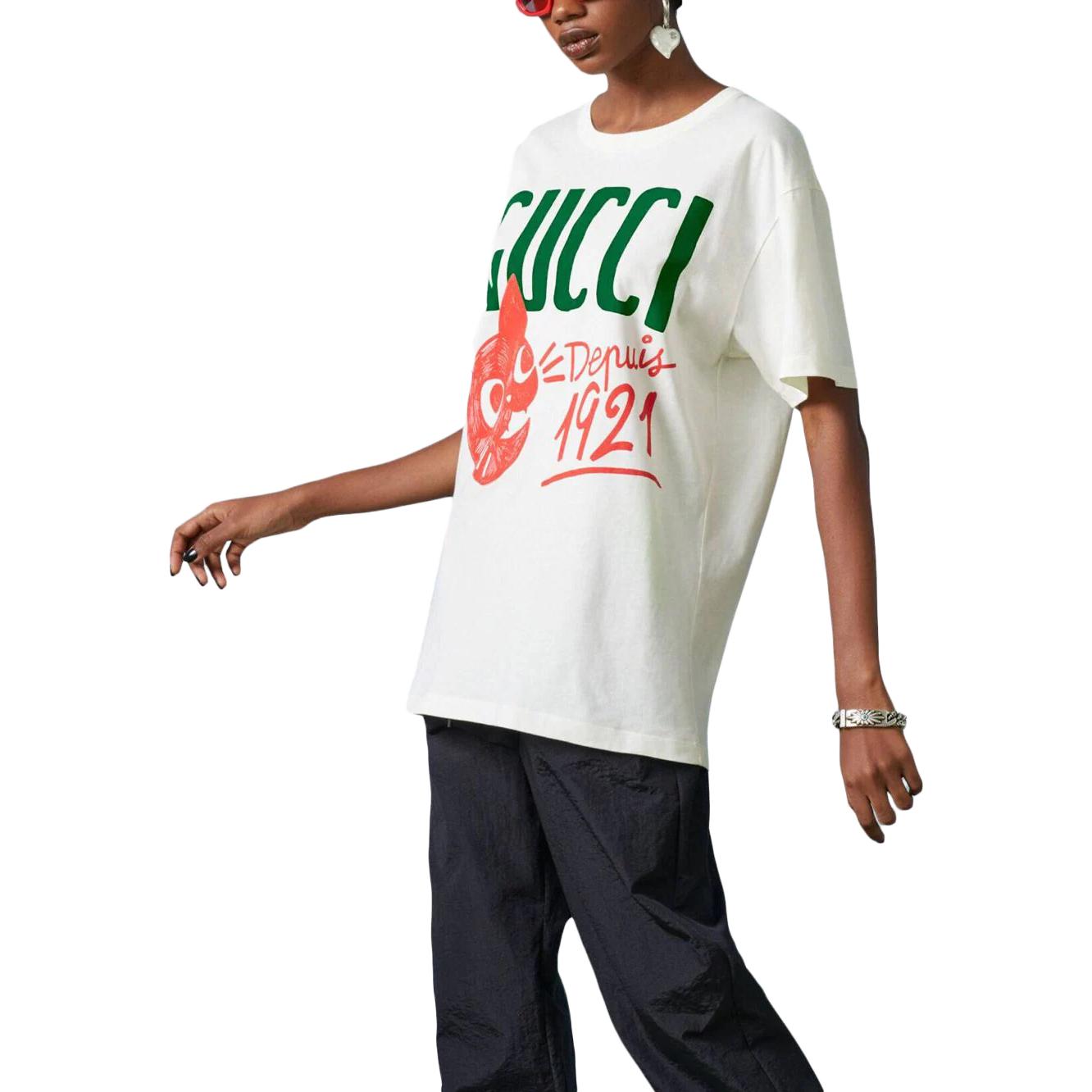 (WMNS) Gucci Cotton jersey T-shirt 'White' 717422-XJFHR-9095