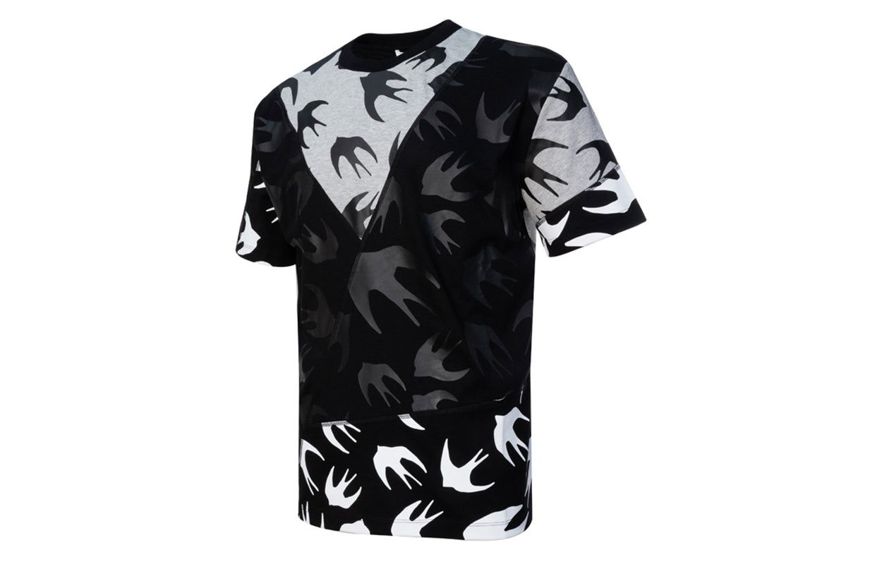Men's McQ Alexander McQueen Swallow Pattern Round Neck Short Sleeve Colorblock 477018-RPT50-1073