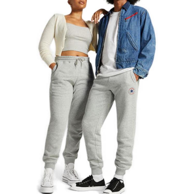 Converse Go-To All Star Patch Standard-Fit Fleece Sweatpants Asia Sizing 'Grey' 10025420-A03