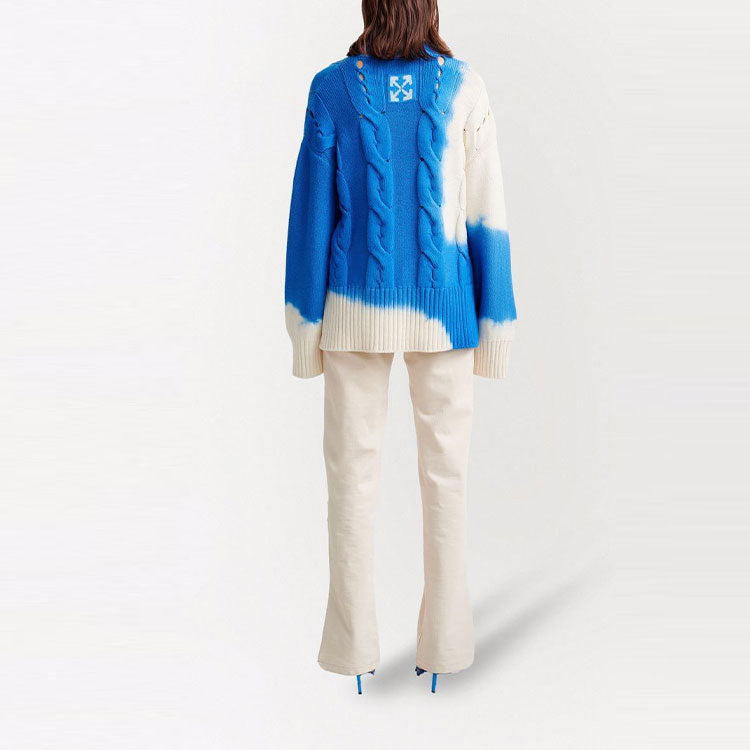 (WMNS) Off-White Wool Sweater 'Blue White' OWHF021F21KNI0024501