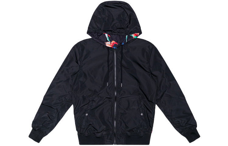 Men's Levis Printing Pattern reversible Zipper Hooded Jacket Black 15820-0001