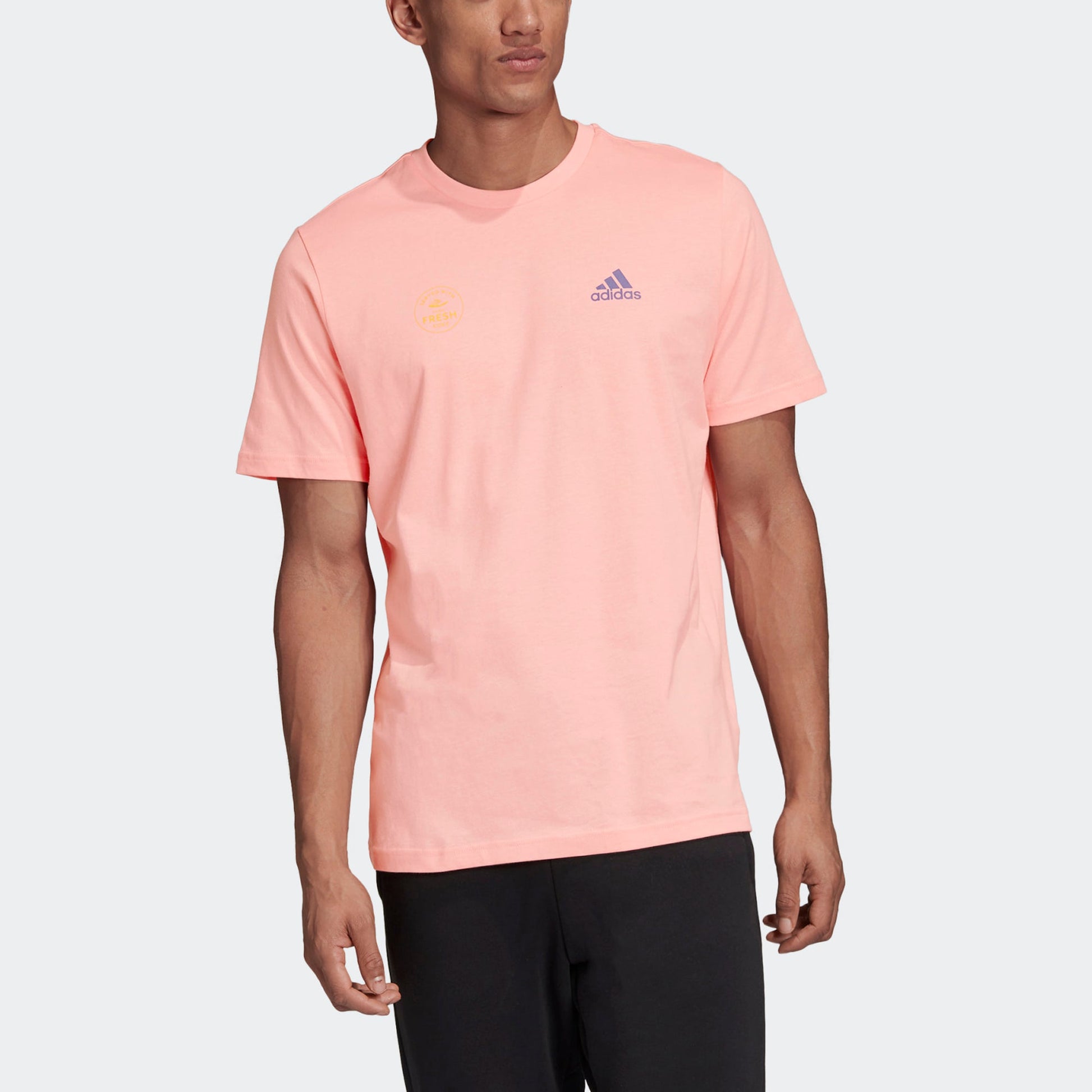 adidas Athletics Graphic Tee Back Printing Round Neck Pullover Short Sleeve Pink GE4665