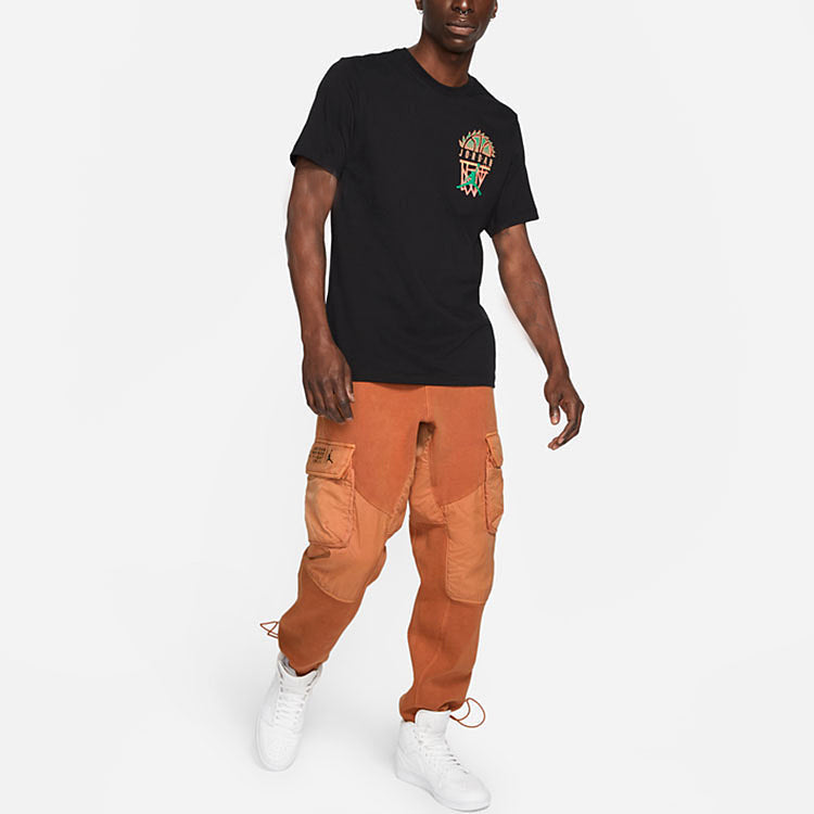 Air Jordan DNA Logo Geometry Pattern Printing Round Neck Short Sleeve Black DQ8643-010