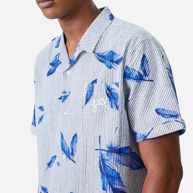 KITH Camp Collar Seersucker Shirt 'Navy' KH3750-102