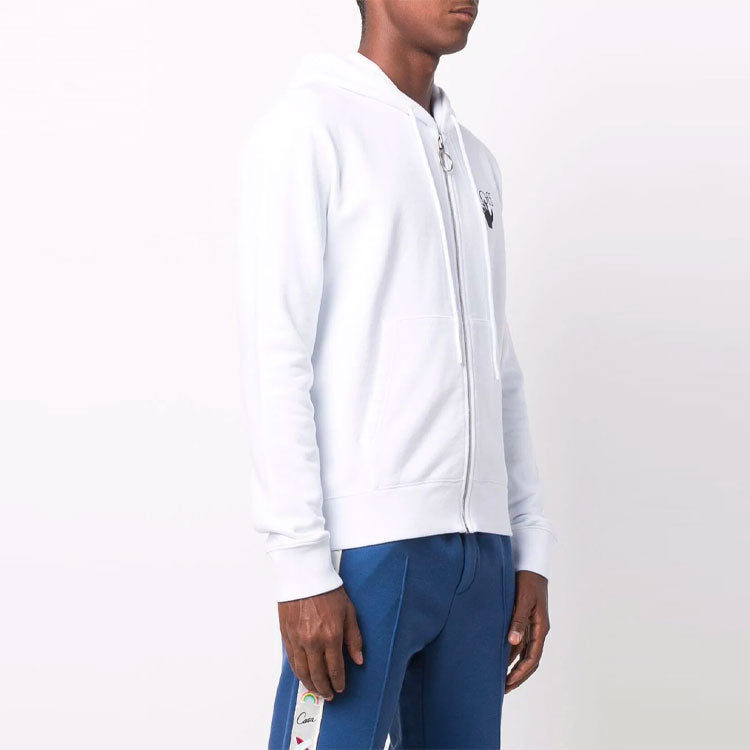 Men's Off-White Logo Printing Zipper White OMBE001F21FLE0080184