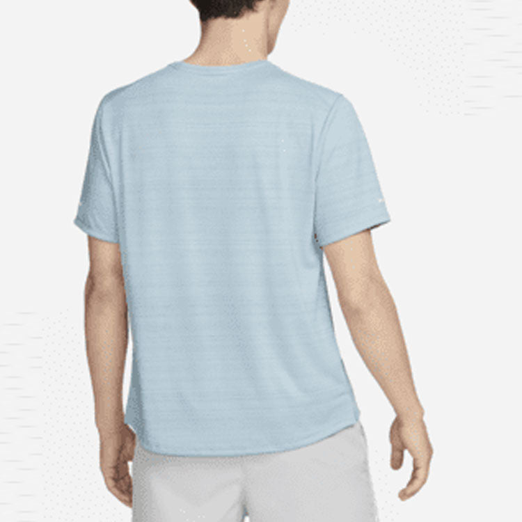 Men's Nike Dri-fit Miler Solid Color Logo Luminous Crew Neck Running Short Sleeve Old Blue T-Shirt CU5993-494