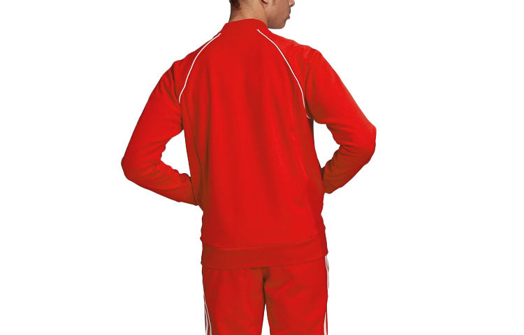 Men's adidas originals Logo Casual Breathable Sports Side Stripe Jacket Red GF0196