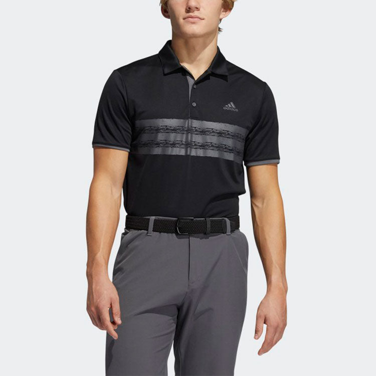 adidas Stripe Printing Short Sleeve polo Black GM0321