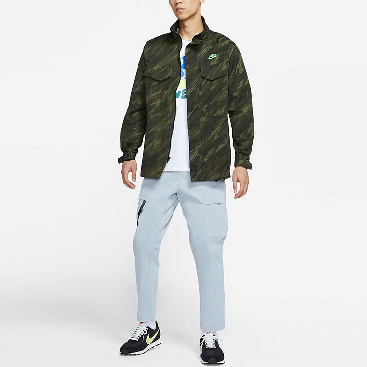 Nike Sportswear Essentials+ M65 Stand Collar Long Sleeves Unlined Camouflage Jacket Green DD4663-355