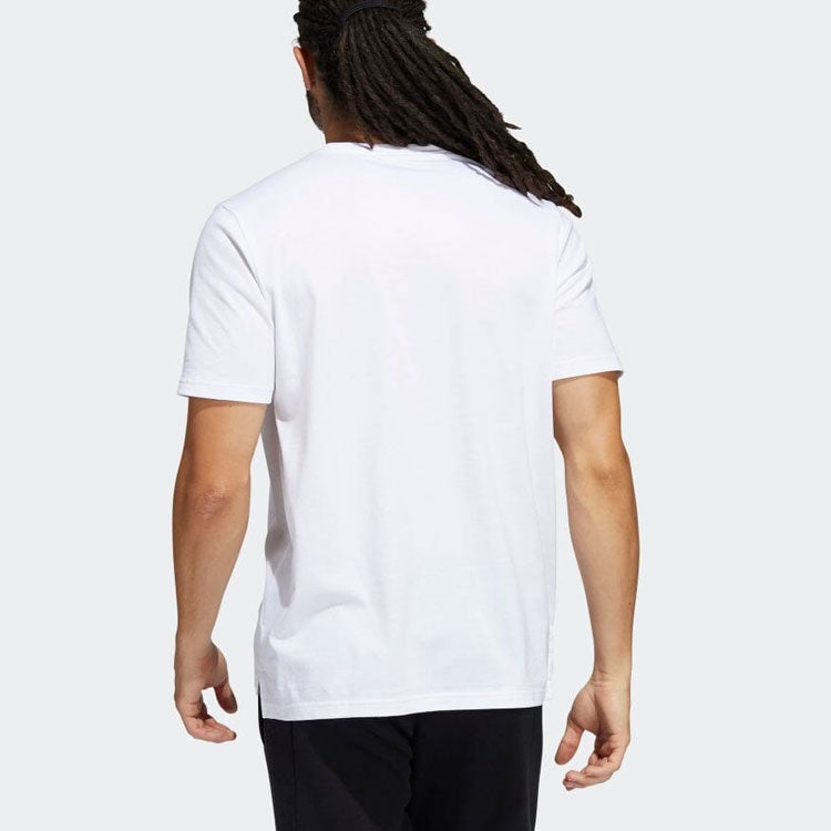 Men's adidas Geometry Clouds Logo Printing Round Neck Short Sleeve Japanese Version White T-Shirt HE2308