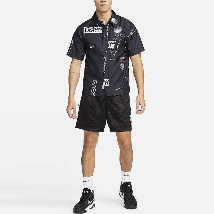 Nike Basketball Sports lapel Short Sleeve Shirt Black DO4024-010