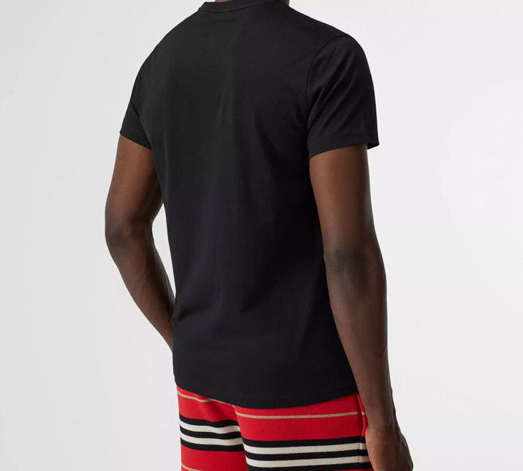 Men's Burberry Logo Printing V neck Short Sleeve Black 80172551