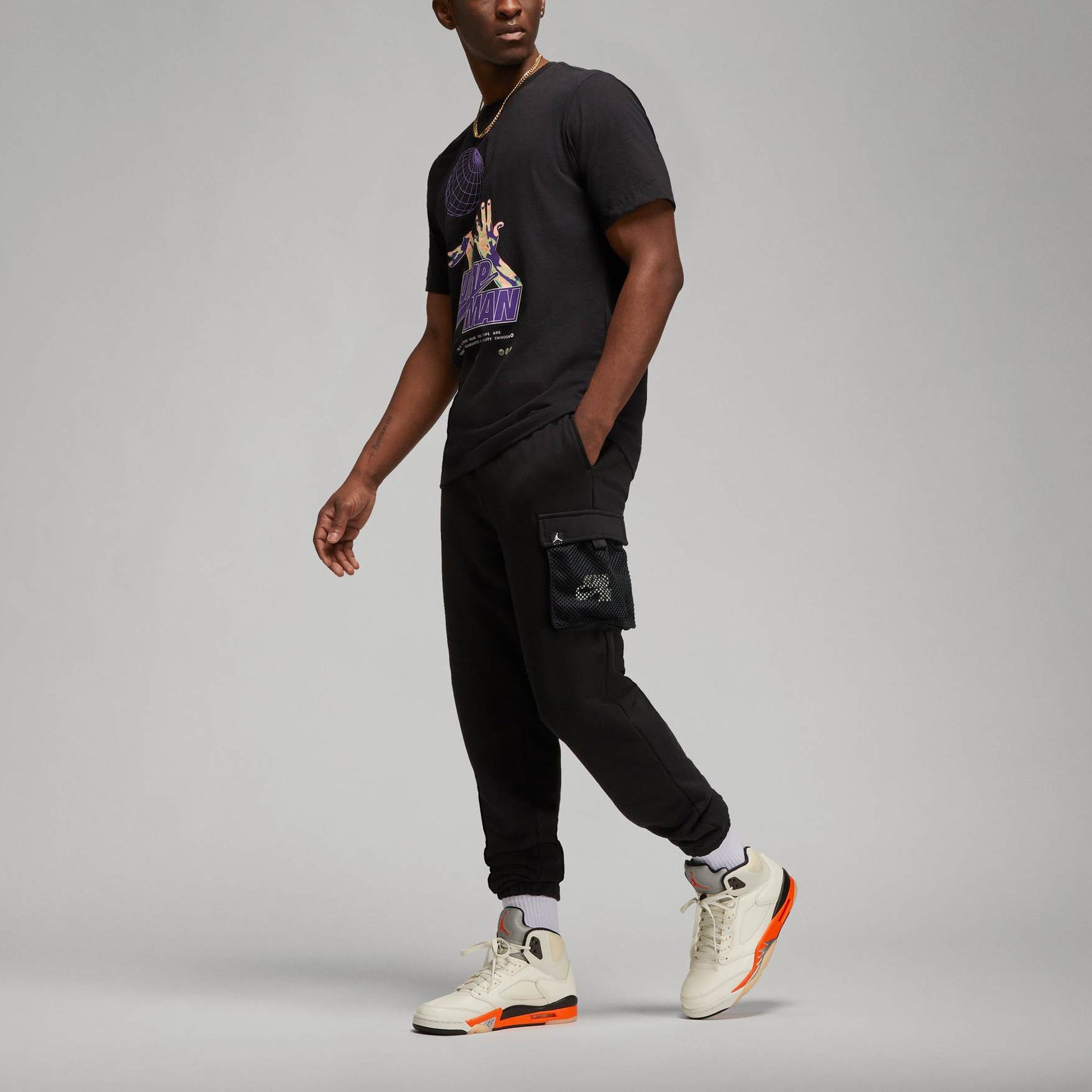 Air Jordan Jumpman Solid Color Mesh Big Pocket Breathable Lacing Sports Pants Black DM1401-010