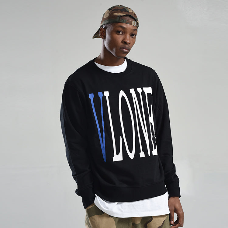 VLONE Staple Crewneck Classic Printing Large Logo Round Neck Couple Style Black Blue 6941240931805