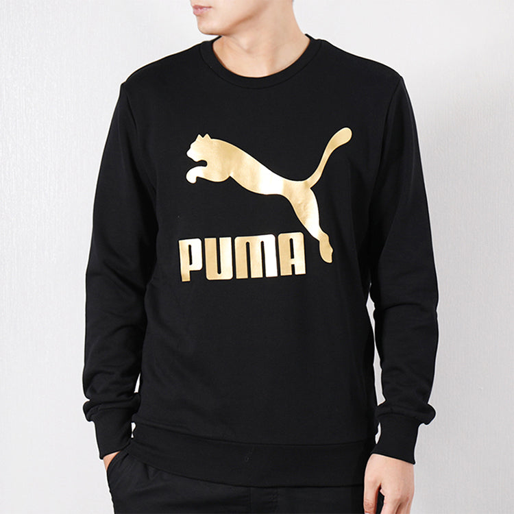 PUMA Classics Logo Crew Sports Round Neck Pullover Black 579069-61