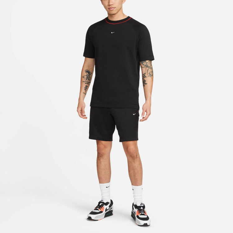 Nike Solid Color Breathable Soccer/Football Cotton Knit Loose Short Sleeve Black DC9063-010