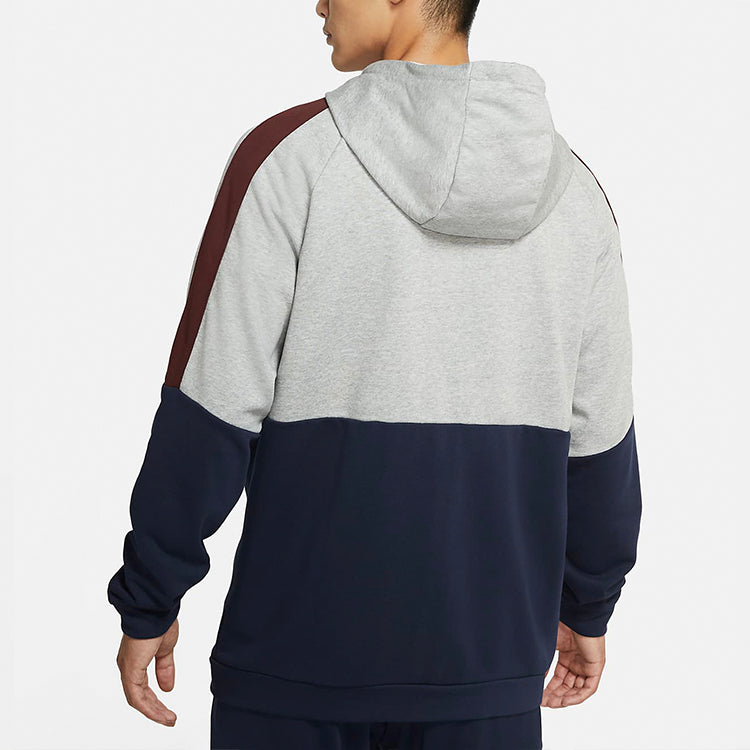 Nike DRI-FIT Colorblock Full-length zipper Cardigan Training Hooded Jacket Gray CU6034-063