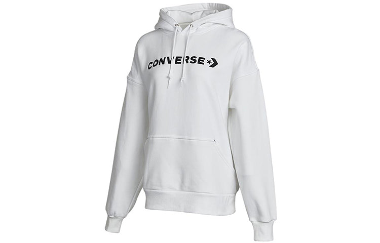 Converse Classic Logo Athleisure Casual Sports Fleece Lined Hoodie White 10021657-A02
