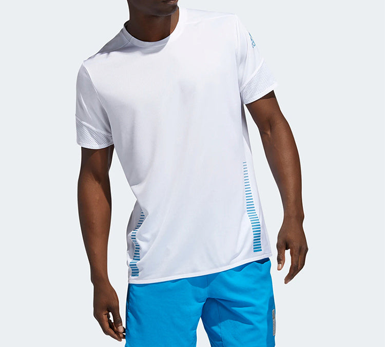 adidas Mesh Quick Dry Round Neck Sports Short Sleeve White FL6818