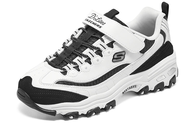 (GS) Skechers Dlites Chunky Shoes 'White Black' 319001L-WBK