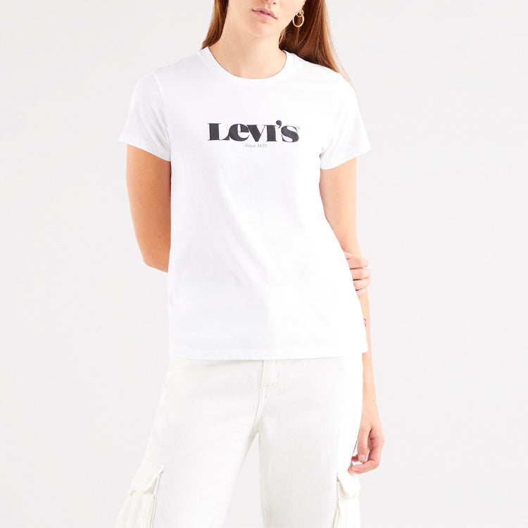 Levis Alphabet Printing Logo Round Neck Short Sleeve White T-Shirt 17369-1249