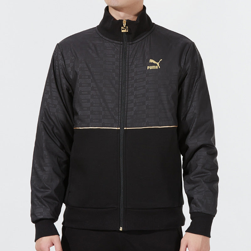 PUMA Luxe Jacket logo Casual Sports Knit Stand Collar Asia Sizing 'Black' 534406-01