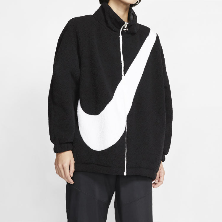 (WMNS) Nike Big Swoosh Large Logo lamb's wool Reversible Jacket US Edition Black CI8937-010