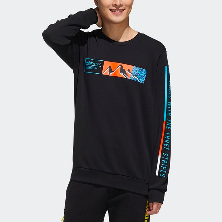 adidas neo M SS CS SWT Outdoor Printing Sports Black GM2285