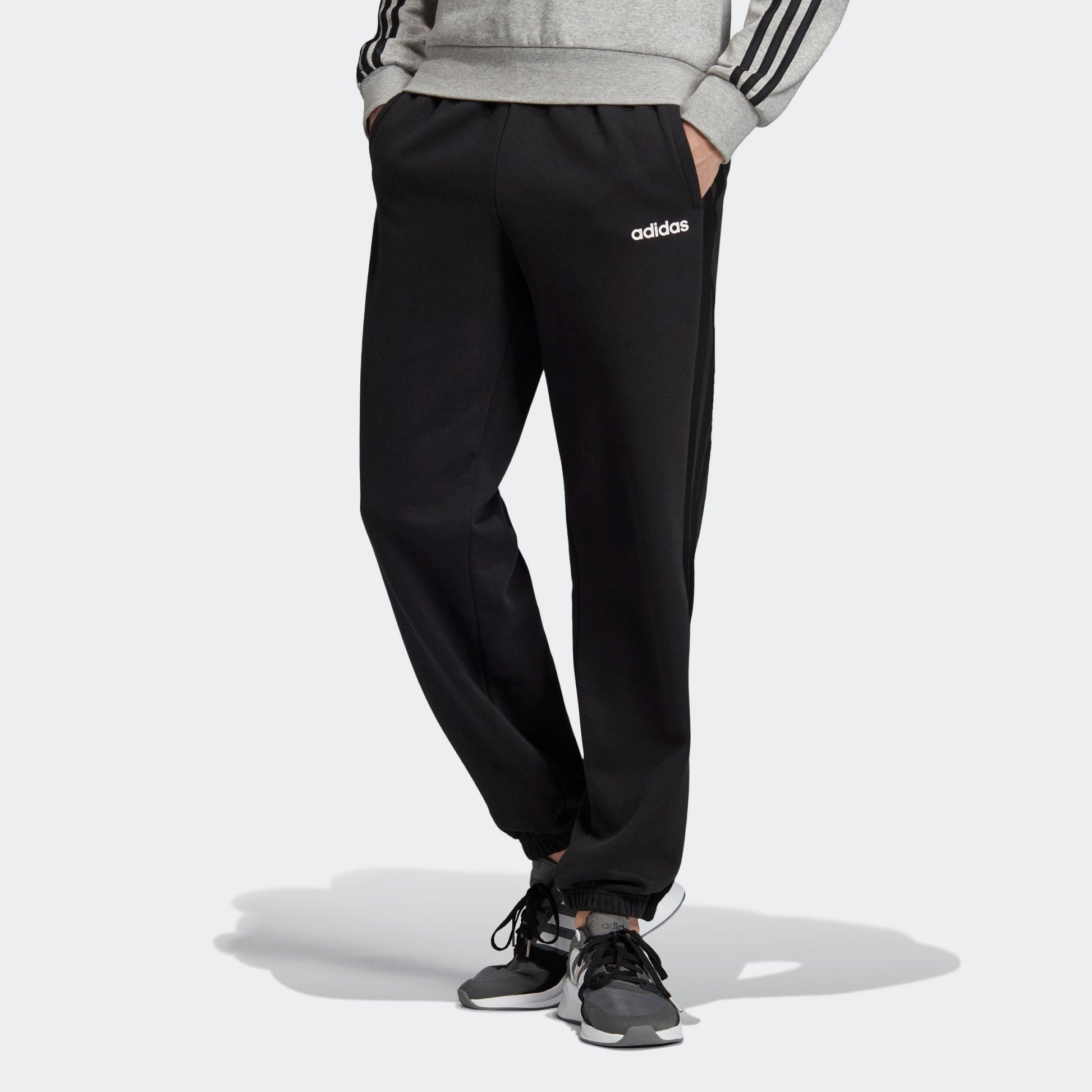adidas Loose Knit Breathable Stripe Casual Sports Pants Black EI4898