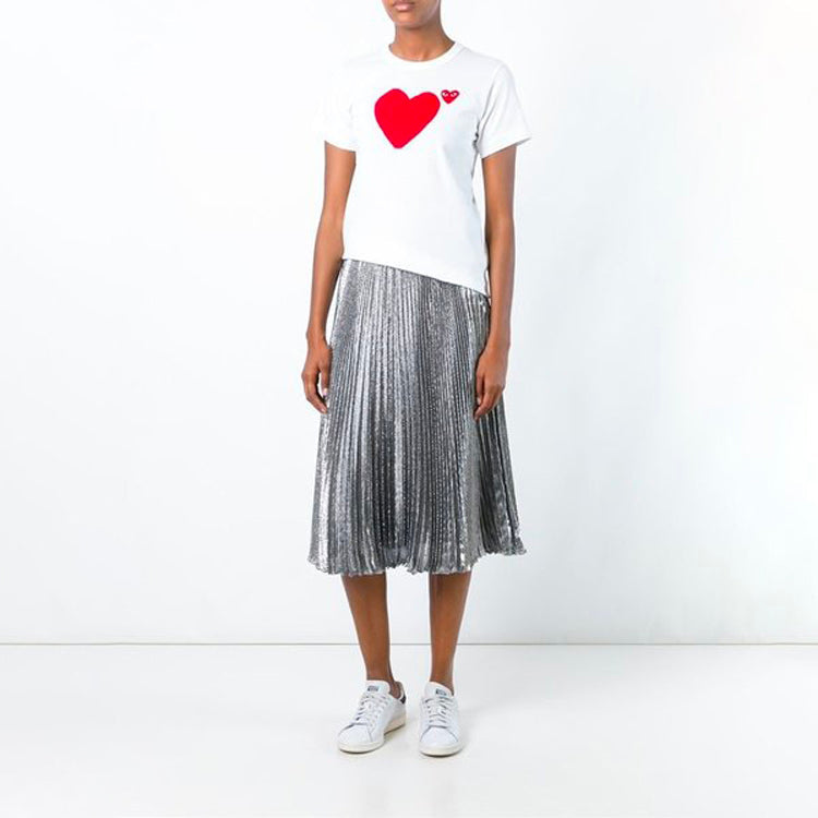 (WMNS) COMME des GARCONS PLAY Double Sided Short Sleeves Tee 'White' AZ-T221-051-1