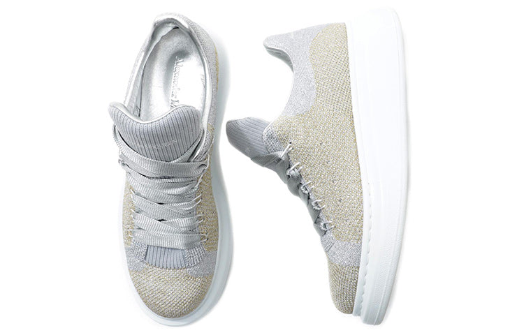 (WMNS) Alexander McQueen Shiny Fabric Sneakers 'Gold Silver' 559697W4JR08074