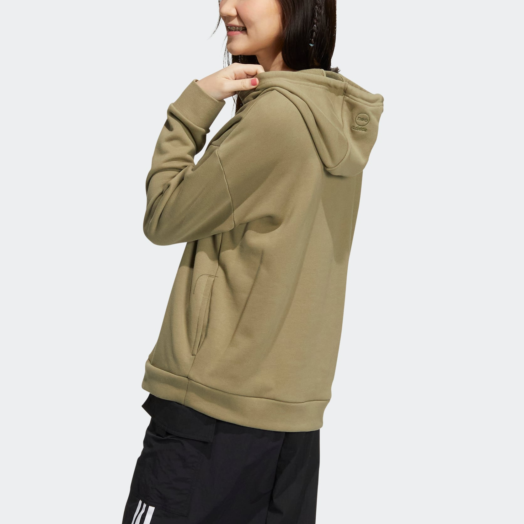 (WMNS) adidas Neo Util Hoodies 'Olive Green' HN2349