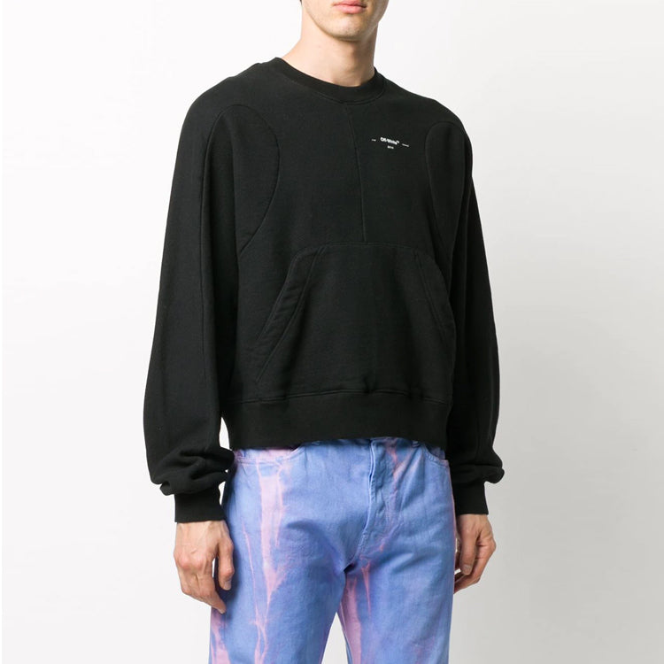 Men's Off-White Logo Alphabet Pattern Round Neck Pullover Loose Fit Black OMBA043R20D250321091