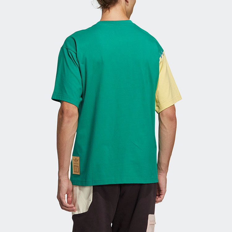 adidas originals Series Contrasting Colors Chest Pocket Round Neck Short Sleeve Green HC0341