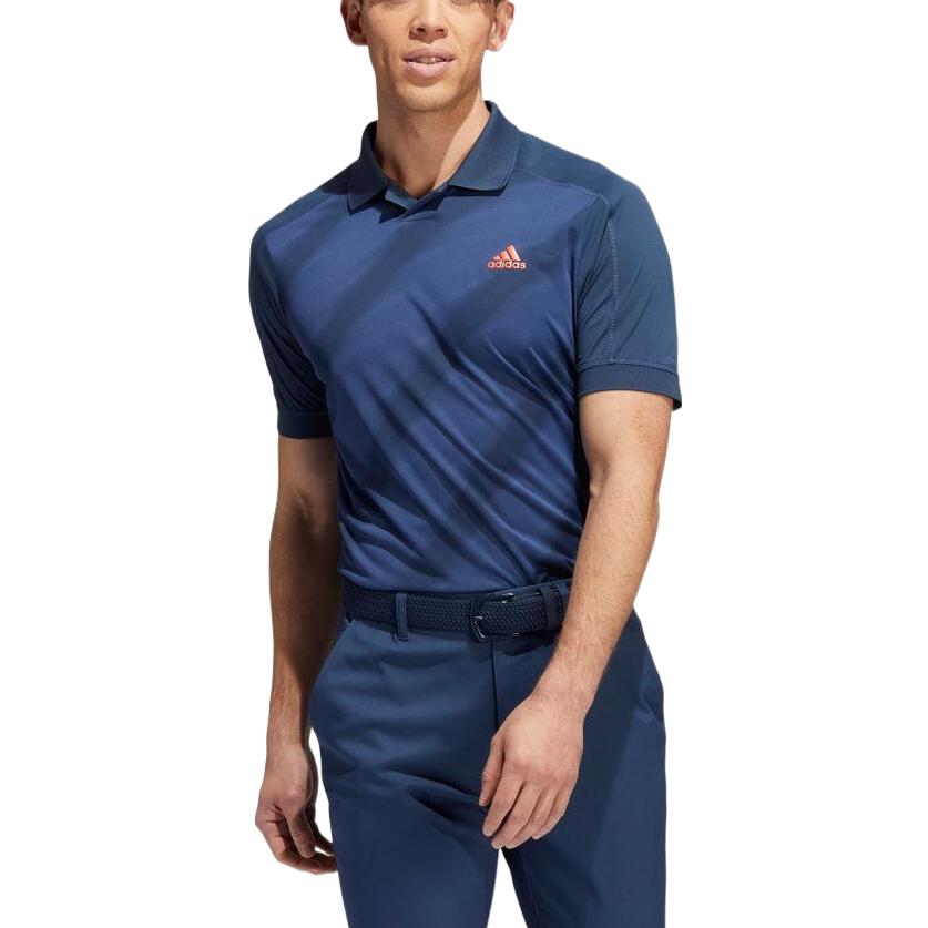 Men's adidas Stripe Logo Printing Pullover Short Sleeve Navy Blue Polo Shirt HN3086