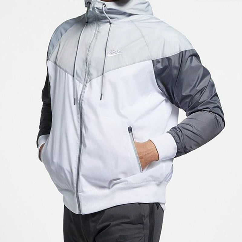 Nike Sports Windproof Colorblock Hooded Jacket Gray White Graywhite AR2192-100