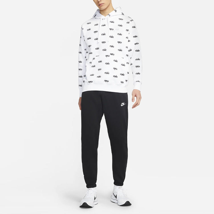 Nike Sportswear Club Alphabet Logo Full Print hooded Long Sleeves White DC8091-100