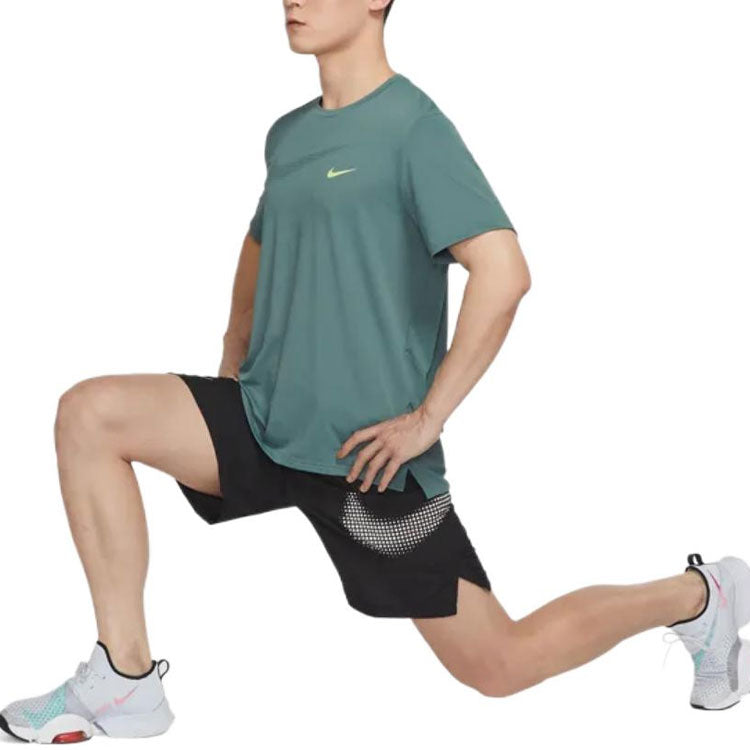 Nike Pro Dri-FIT Logo Printing Round Neck Pullover Short Sleeve Green DX6305-387