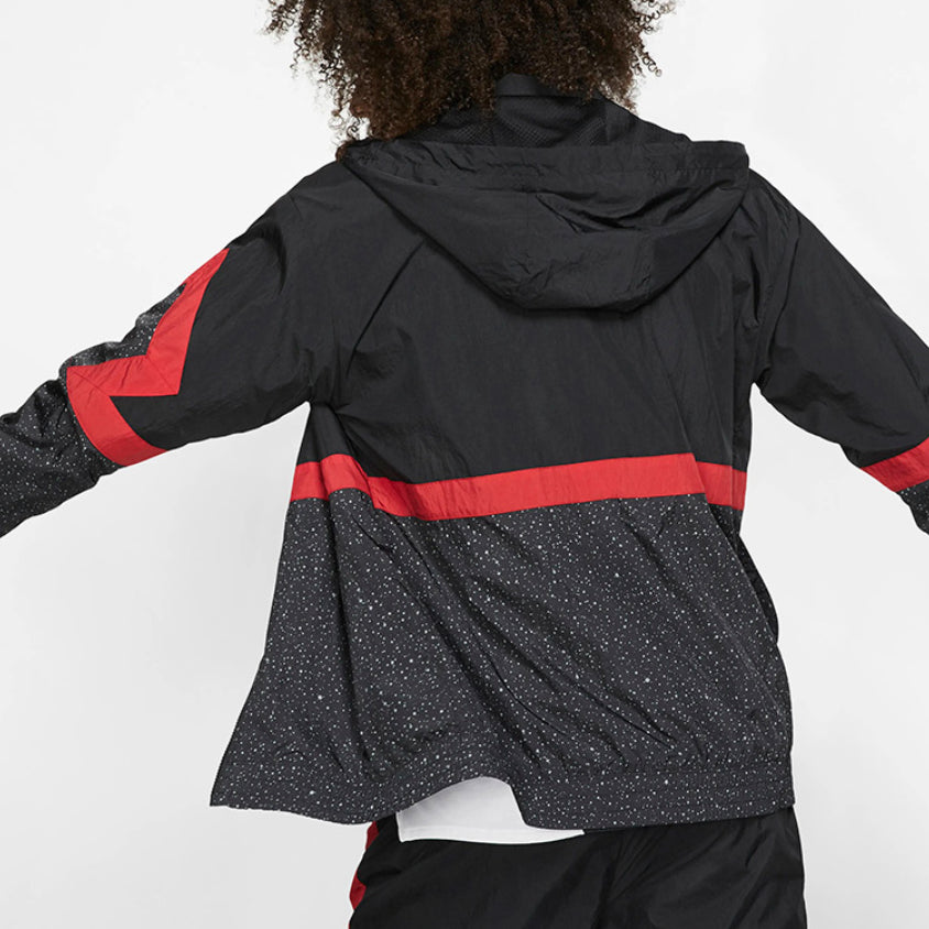 Air Jordan Diamond Cement Jacket Running Training Sports Hooded Jacket Black Red AR3243-010