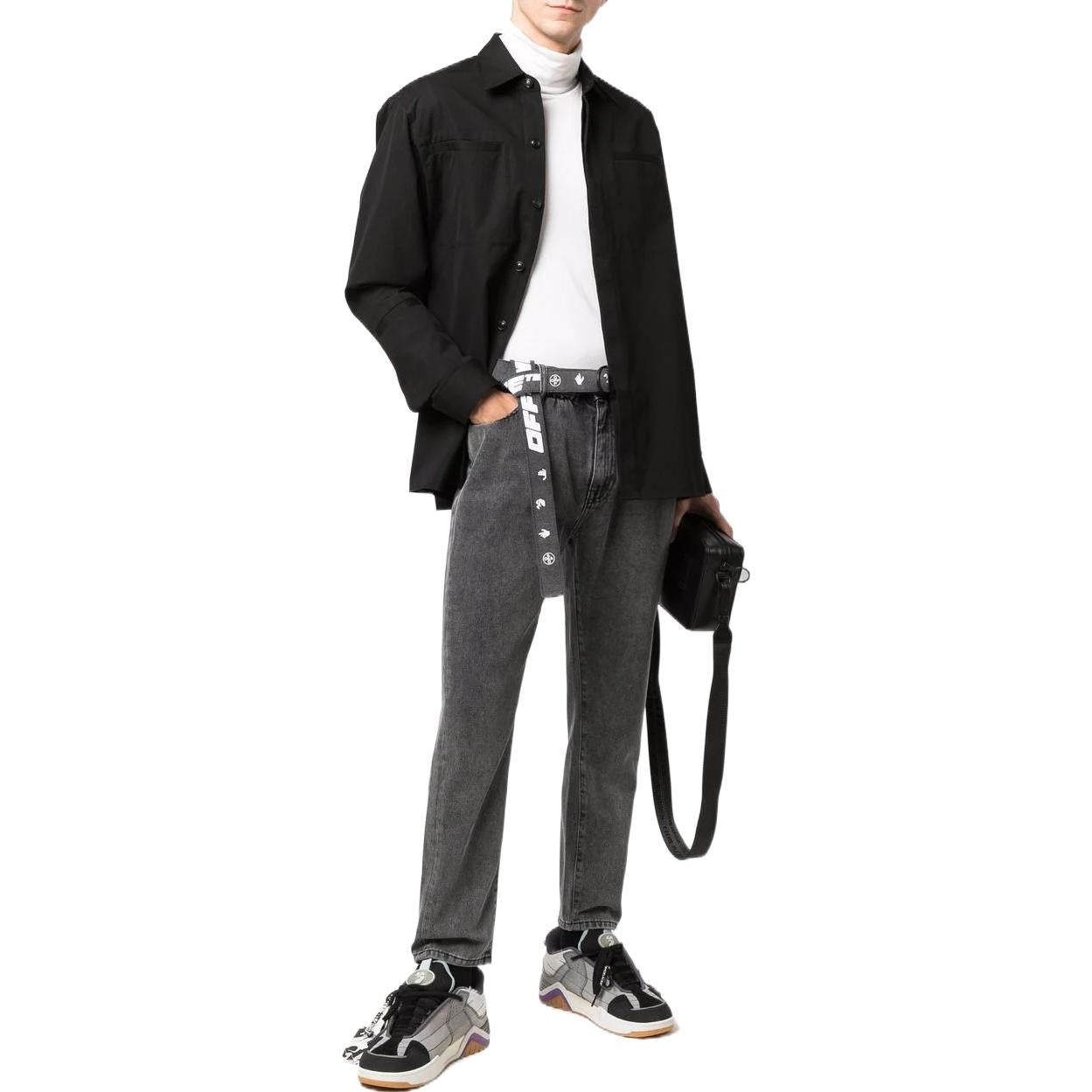 Men's Off-White FW22 Logo Embroidered Long Sleeves Jacket Black OMGA189F21FAB0011010