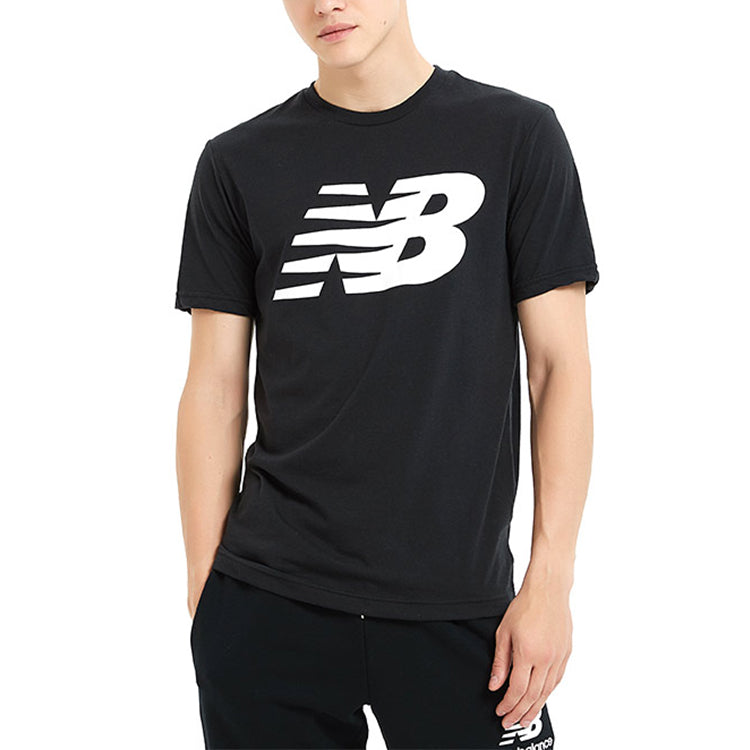 New Balance Knit Breathable Athleisure Casual Sports LOGO Printing Short Sleeve Black MT91923-BK