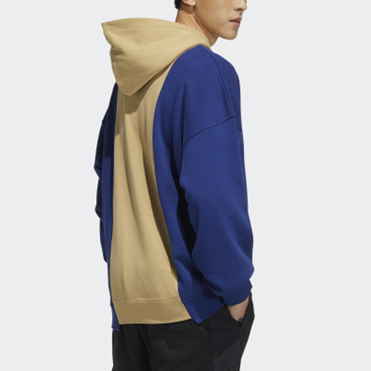 Men's adidas originals Mr Hoody Alphabet Printing Colorblock Pullover Blue Brown HC0376