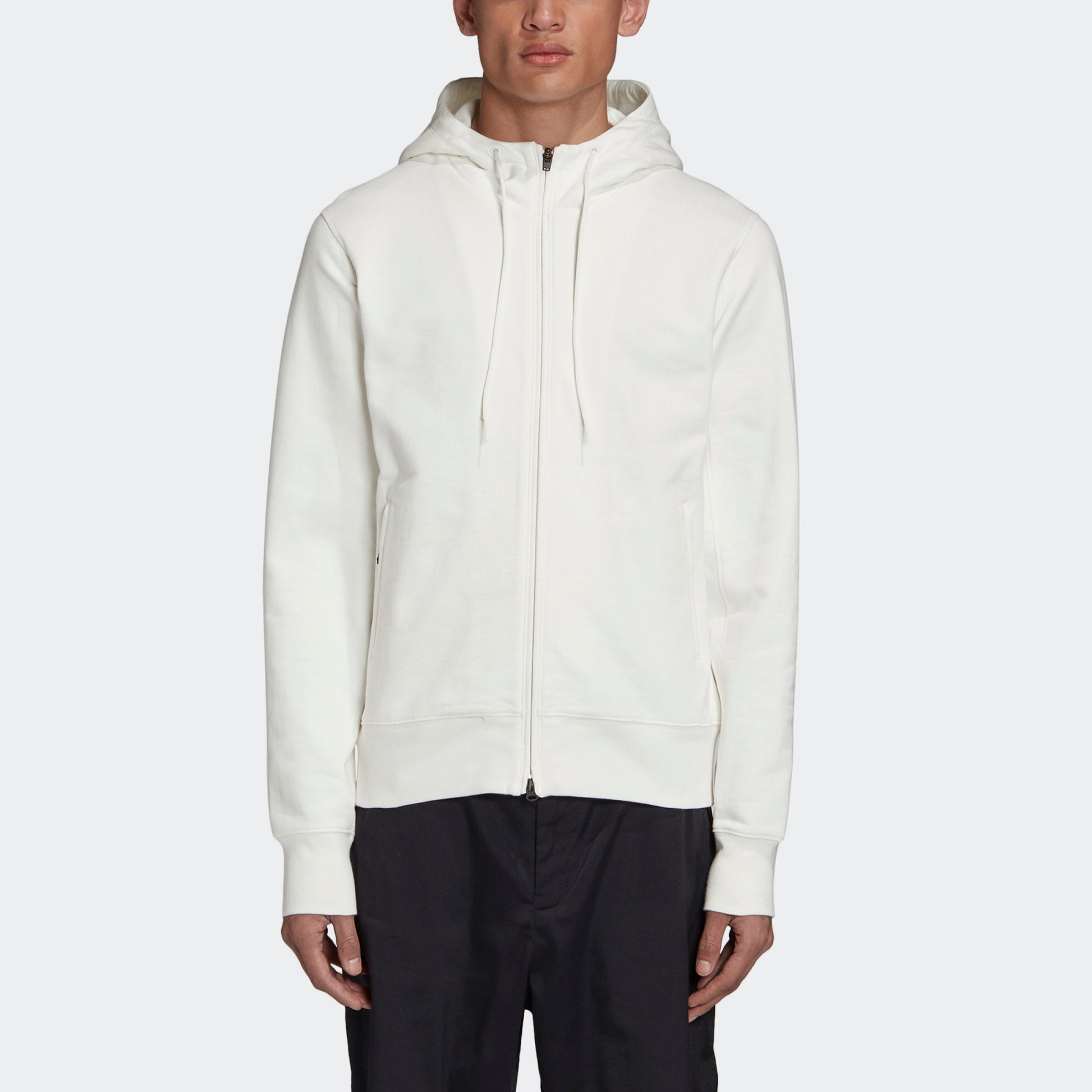 Men's Y-3 SS21 Solid Color Logo Minimalistic Zipper White FN3364