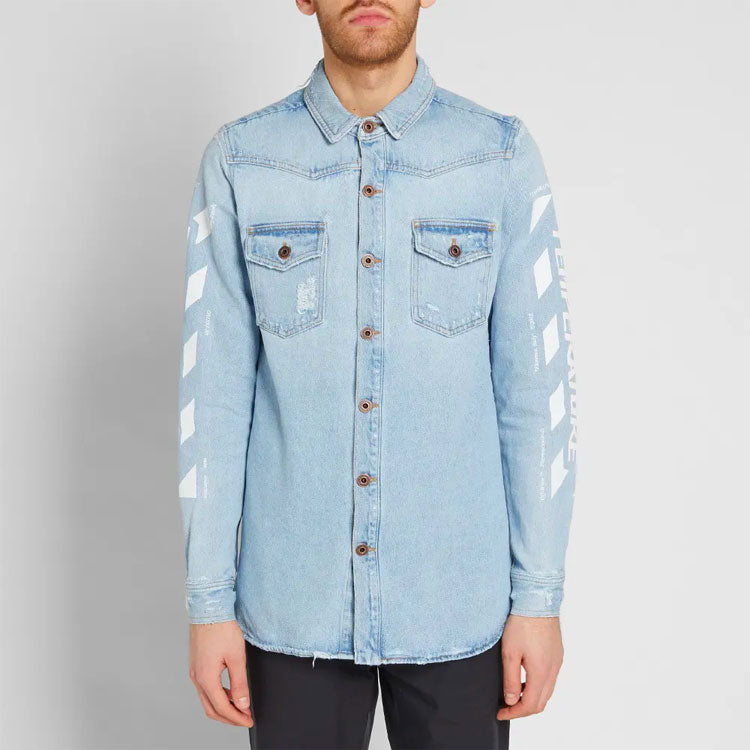 Off-White Temperature C/O Virgil Abloh Men's Temperature Denim Shirt Light Blue OMYD001S183860237101