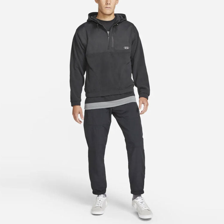 Men's Nike SB Therma-FIT Winterized Polar Fleece Splicing Skateboard Hooded Jacket Black DA4224-010