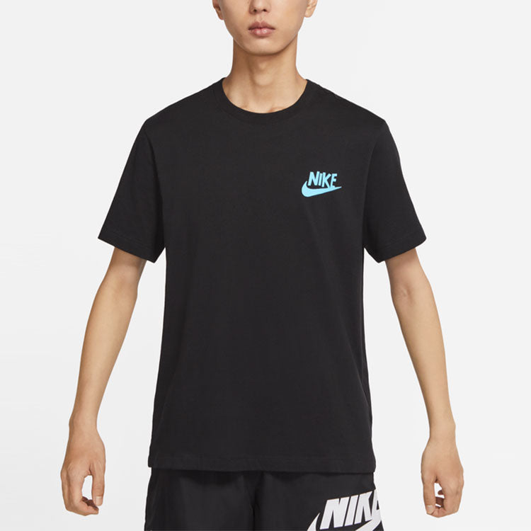 Men's Nike Logo Pattern Printing Round Neck Pullover Short Sleeve Black T-Shirt DR7810-010