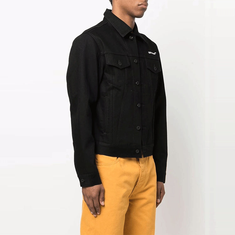 Off-White SS22 Chest Logo Printing Denim Jacket Black OMYE079C99DEN0031001